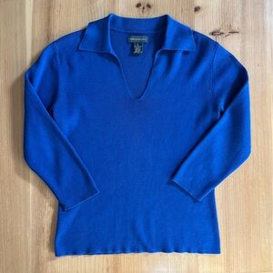 Banana Republic Blue Collared V-Neck Sweater Women’s Small Cotton Blend